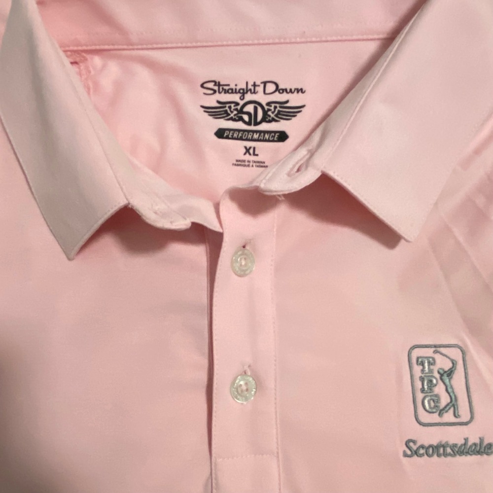 Straight Down x TPC Scottsdale Performance Mens Pink Golf Polo XL Wicking Preppy